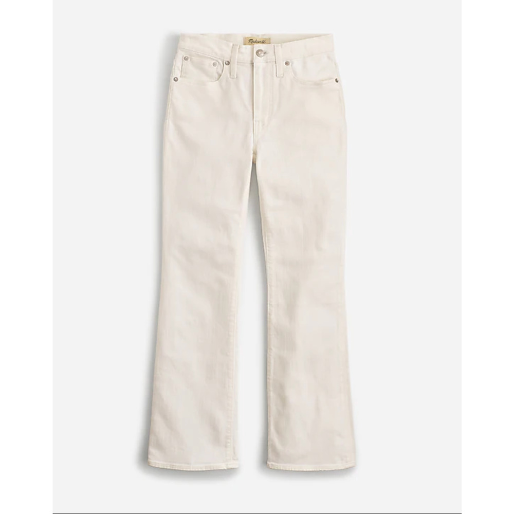 Madewell Kick Out Crop Jeans Pure White Stretch Mid Rise Flare NI961 US 24 NWT - Picture 5 of 14